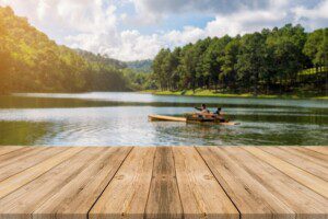 lake with boat